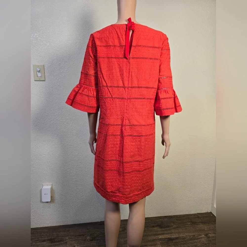 J. Crew Dress Flutter Sleeve Eyelet Design Shift Orange Dress Size 8T